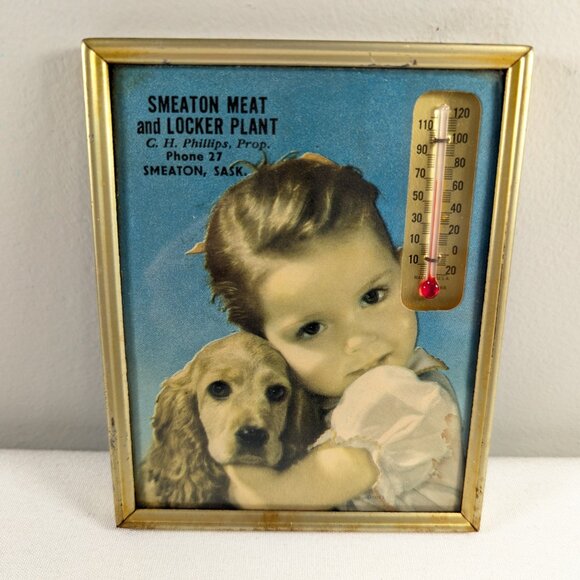 1966 decorative advertising thermometer Smeaton Meat and Locker Plant - Picture 7 of 8